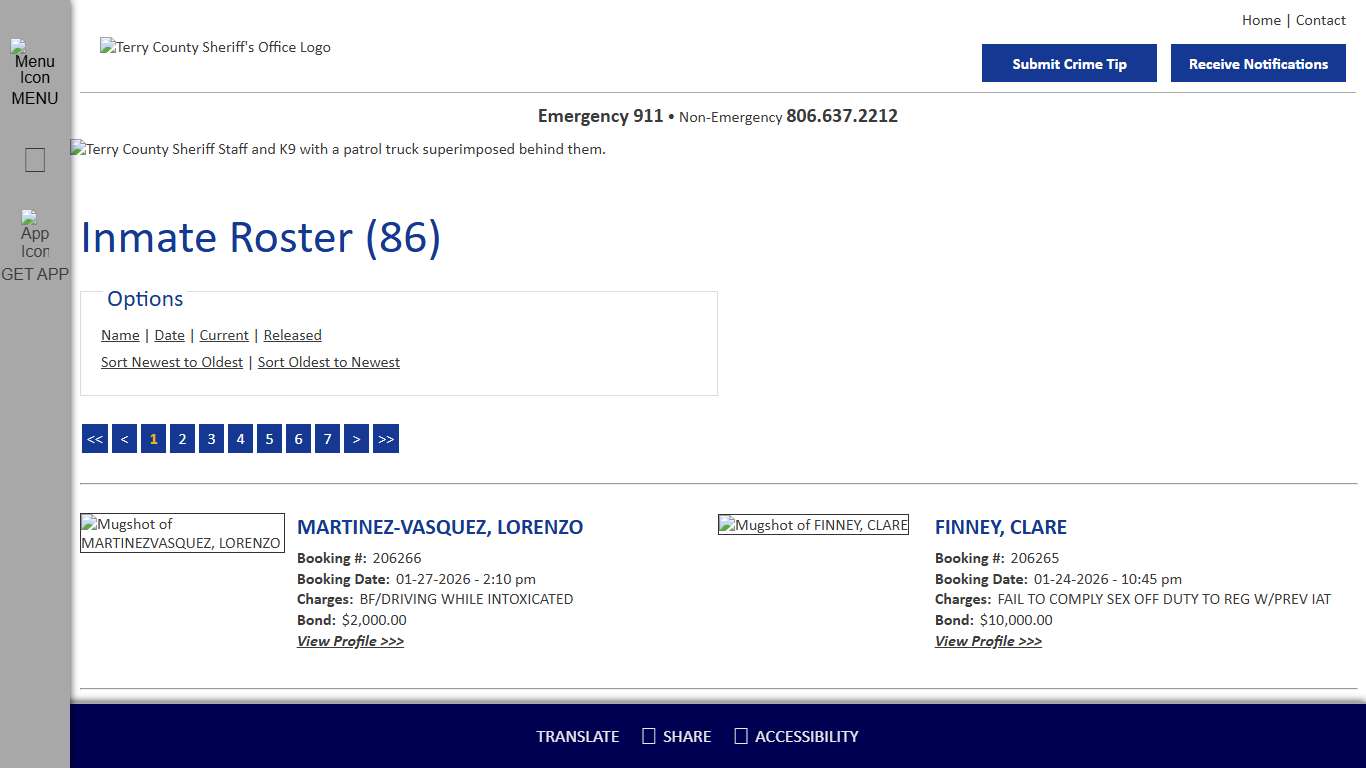 Inmate Roster - Current Inmates Booking Date Descending - Terry County Sheriff's Office